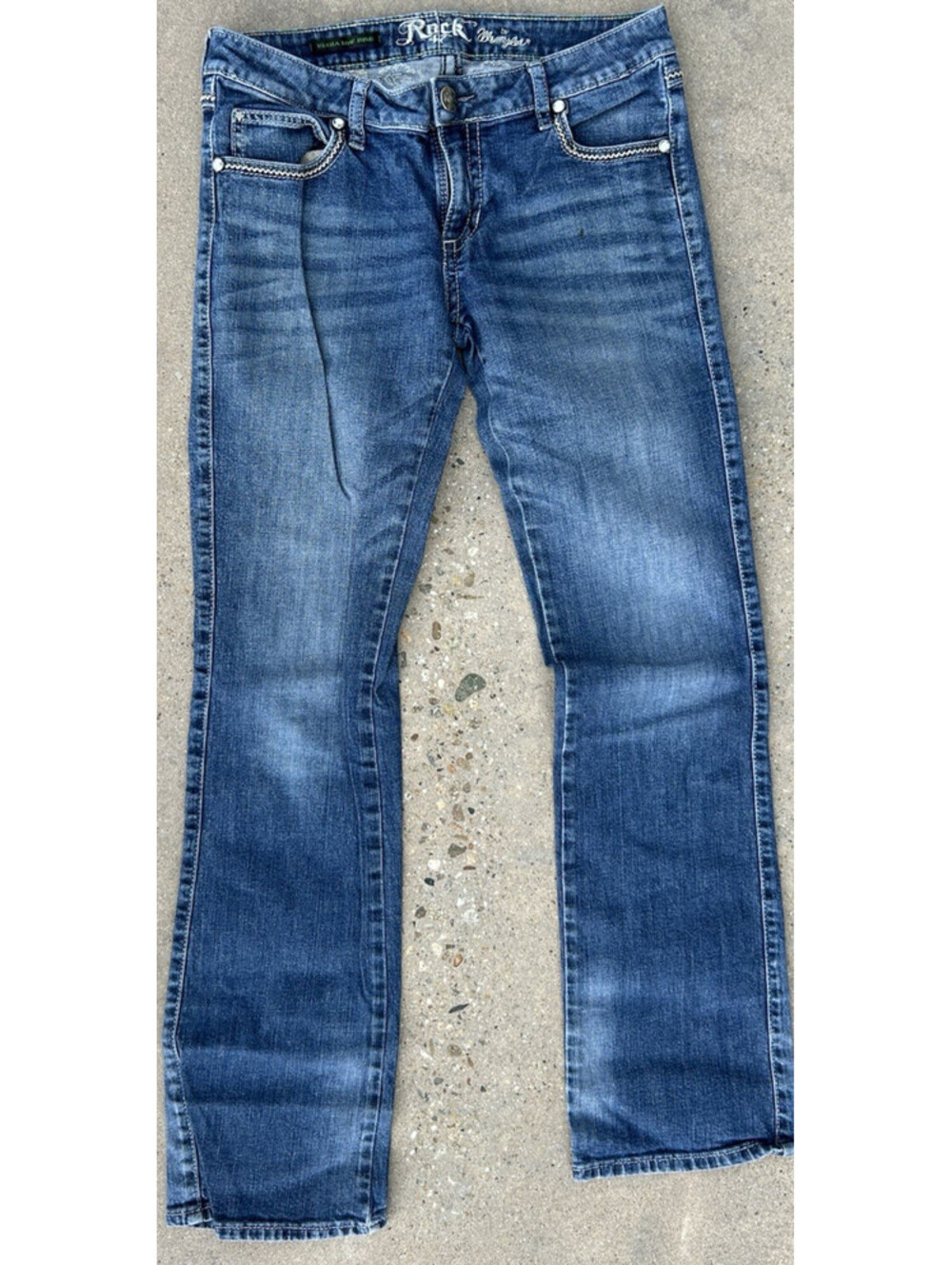Rock 47 by Wrangler Jeans Womens Size 7/34 Medium Blue Wash Regular Straight